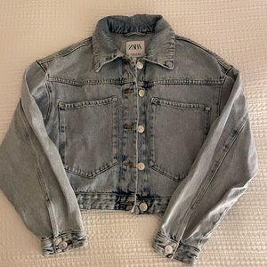 Zara Cropped Blue Denim Jacket SZ XS